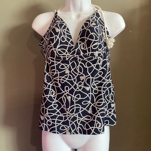 Michael Kors Navy Tankini Swimsuit Top Large